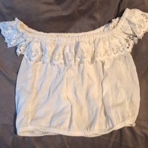White off shoulder linen midriff ❤️ Sz XL